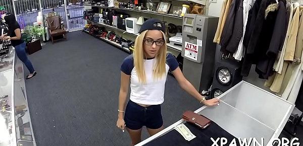  Darling that likes getting drilled is having sex in shop